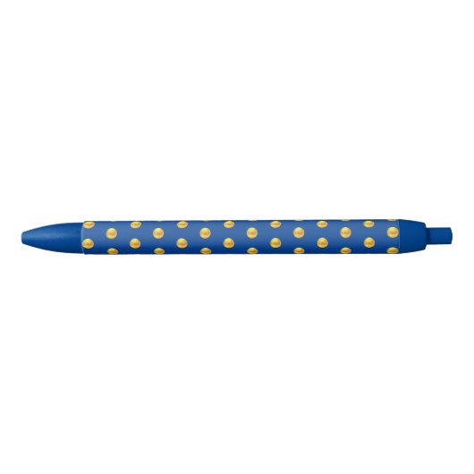 Elegant Golden Confetti Pattern on Blue Blauwe Inkt Pen (Voorkant)