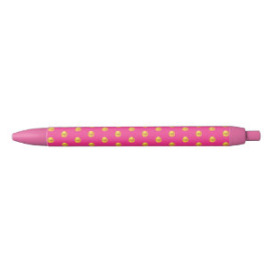 Elegant Golden Confetti Pattern on Pink Zwarte Inkt Pen