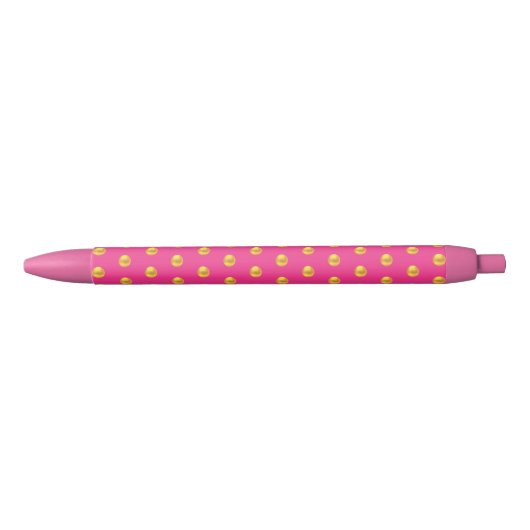 Elegant Golden Confetti Pattern on Pink Zwarte Inkt Pen (Voorkant)