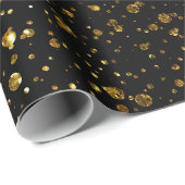 Elegant Golden Confetti Snow Black Glam Vip Cadeaupapier (Rol Hoek)