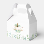 Elegant Golden Cross en Greenery, Religieuze Event Bedankdoosjes (Achterkant)