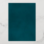 Elegant Golden Curls & Swirls Dark Teal Wedding Folie Uitnodiging (Achterkant)