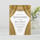 Elegant Golden Curtain Modern Quinceanera Kaart (Staand voorkant)