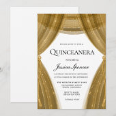 Elegant Golden Curtain Modern Quinceanera Kaart (Voorkant / Achterkant)