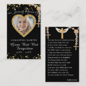Elegant Golden Custom Memorial Prayer Fotokaart Visitekaartje (Voorkant / Achterkant)