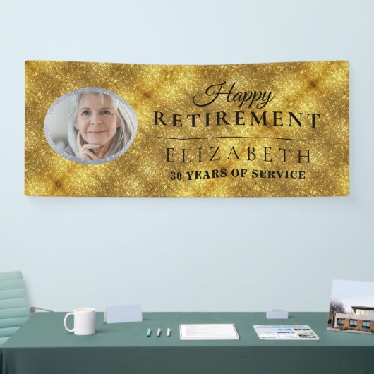 Elegant Golden Custom Photo Retirement Party Banne Spandoek (Beurs)