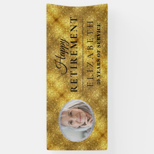 Elegant Golden Custom Photo Retirement Party Banne Spandoek (Verticaal)