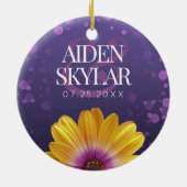 Elegant Golden Daisies met Paarse Glitter Wedding Keramisch Ornament (Achterkant)