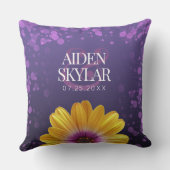 Elegant Golden Daisies met Paarse Glitter Wedding Kussen (Achterkant)