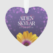 Elegant Golden Daisies met Paarse Glitter Wedding Ornament (voorkant)