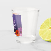 Elegant Golden Daisies met Paarse Glitter Wedding Shot Glas (Rechts)