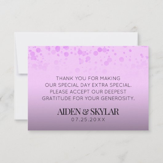 Elegant Golden Daisy met Paarse Glitter Wedding Bedankkaart (Achterkant)