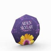 Elegant Golden Daisy met Paarse Glitter Wedding Fotoblokken (Links)