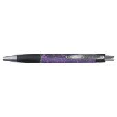 Elegant Golden Daisy met Paarse Glitter Wedding Pen (Achterkant)