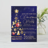 Elegant Golden Decorations en Glitter Kerstmis Kaart (Staand voorkant)