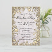 Elegant Golden Decorations en Glitter Kerstmis Kaart (Staand voorkant)