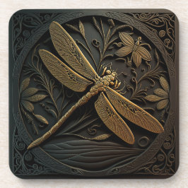 Elegant Golden Dragonfly in Bronze Filigree Bier Onderzetter