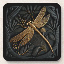 Elegant Golden Dragonfly in Bronze Filigree Bier Onderzetter