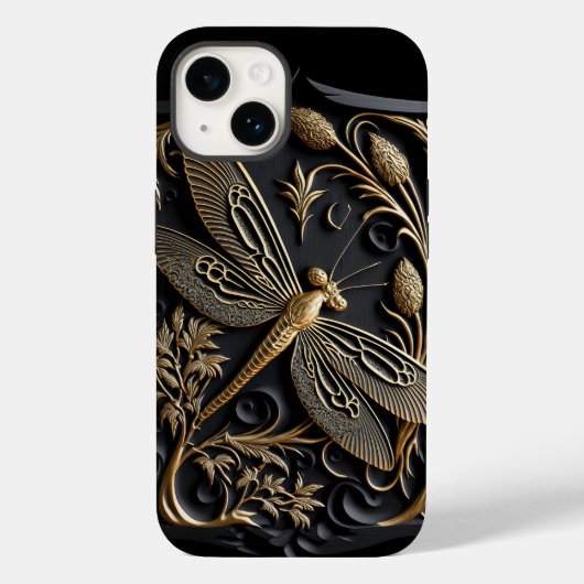 Elegant Golden Dragonfly in Bronze Filigree Case-Mate iPhone Case (Achterkant)