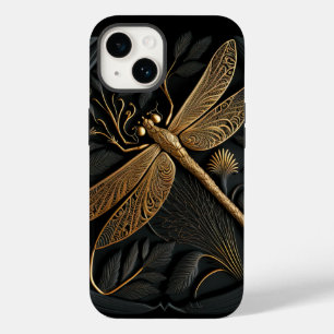 Elegant Golden Dragonfly in Bronze Filigree Case-Mate iPhone 14 Hoesje