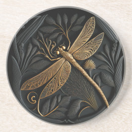 Elegant Golden Dragonfly in Bronze Filigree Zandsteen Onderzetter