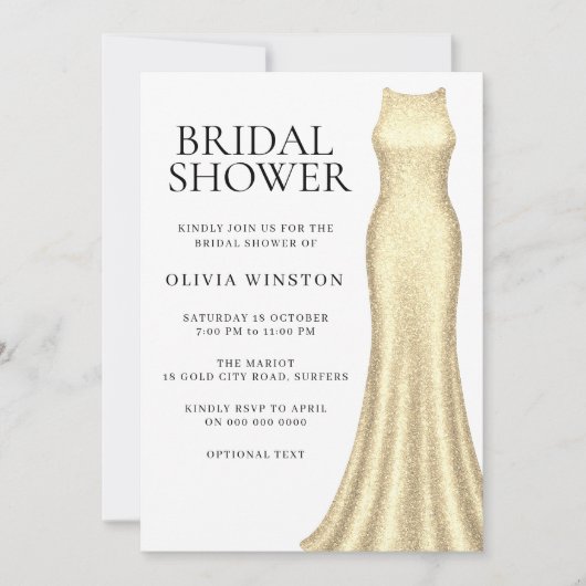 Elegant Golden Dress Vrijgezellenfeest Kaart (Voorkant)