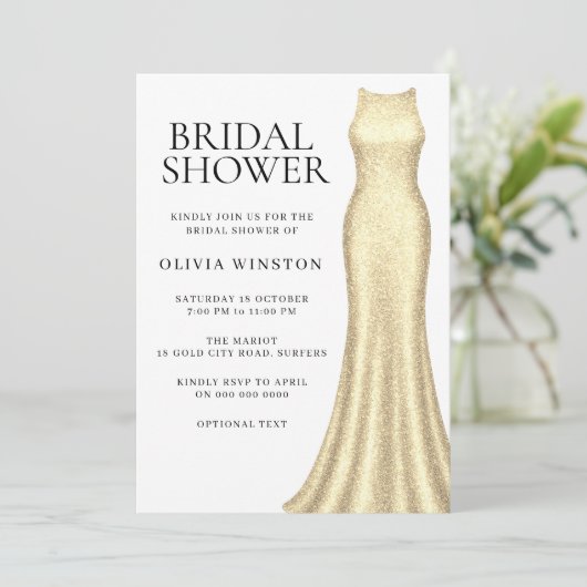 Elegant Golden Dress Vrijgezellenfeest Kaart (Staand voorkant)