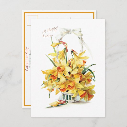 Elegant  Golden Easter Daffodils Briefkaart (Voorkant / Achterkant)