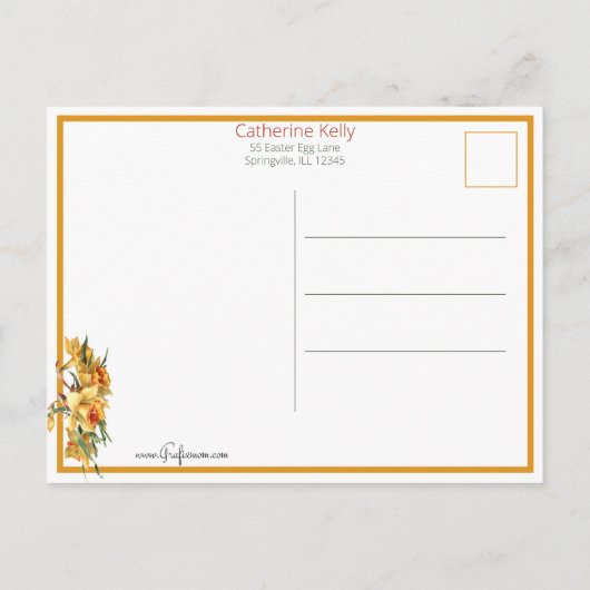 Elegant  Golden Easter Daffodils Briefkaart (Achterkant)