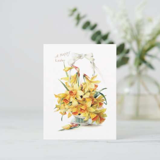 Elegant  Golden Easter Daffodils Briefkaart (Staand voorkant)