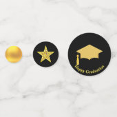 Elegant Golden en Black Afstuderen Confetti (Achterkanten)