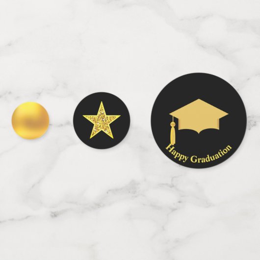 Elegant Golden en Black Afstuderen Confetti (Achterkanten)
