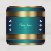 Elegant Golden en Blue Blauwgroen Gradient Profess Vierkante Visitekaartje (Voorkant)