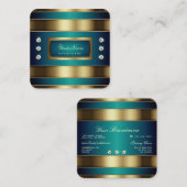 Elegant Golden en Blue Blauwgroen Gradient Profess Vierkante Visitekaartje (Voorkant / Achterkant)