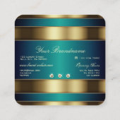 Elegant Golden en Blue Blauwgroen Gradient Profess Vierkante Visitekaartje (Achterkant)