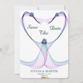 Elegant Golden en Paars hart sparen de datum Kaart (Voorkant)