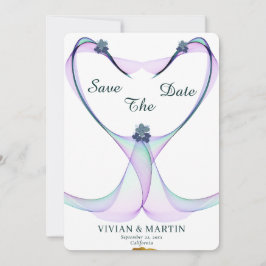 Elegant Golden en Paars hart sparen de datum Kaart