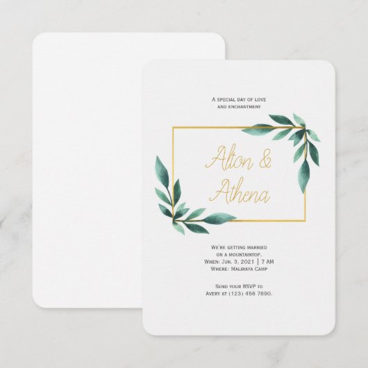 Elegant Golden Eucalyptus Leaves Greenery Kaart (Voorkant / Achterkant)