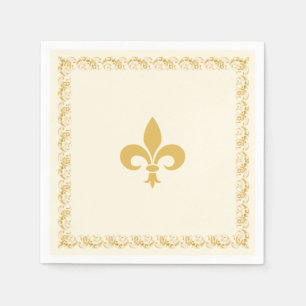 Elegant Golden Fleur-de-Lis op Ivoorkust Servet