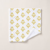 Elegant Golden Fleur de Lis Pattern on White Bad Handdoek (Wasdoekje)