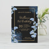 Elegant Golden Floral 31st Birthday Invitation Kaart (Staand voorkant)