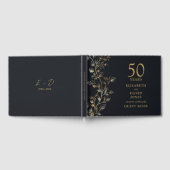 Elegant Golden Floral 50e bruiloft Jubileum Gastenboek (Volledig)