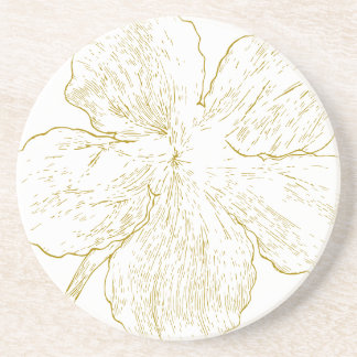 ​Elegant Golden Floral Abstract Line Art Zandsteen Onderzetter