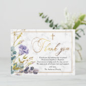 Elegant Golden  Floral Baptisme Bedankkaart (Staand voorkant)