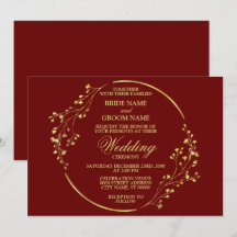 Elegant Golden Floral Geometric Wreator Red