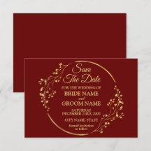 Elegant Golden Floral Geometric Wreator Red