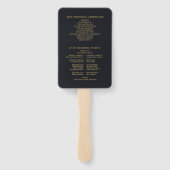 Elegant Golden Floral huwelijksprogramma Handwaaier (Achterkant)