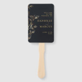 Elegant Golden Floral huwelijksprogramma Handwaaier (Voorkant)