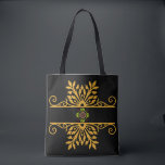 Elegant Golden Floral Ornament Baroque Style Tote Bag<br><div class="desc">A sophisticated golden floral ornament with intricate baroque curves and a colorful central mandala. This luxury vintage-inspired design adds a touch of elegance and royalty to your everyday items.</div>