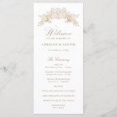 Elegant Golden  Floral Ornament Wedding Programmakaart (Voorkant)
